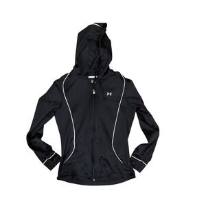 Under Armour Womens Allseasongear Full Zip Hoodie Black White Piping Small